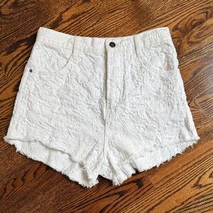 Free People White Textured Women Shorts